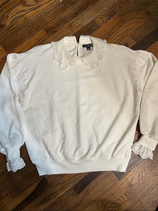 J. Crew Tops - J. Crew White Lace-Collar lightweight Sweatshirt